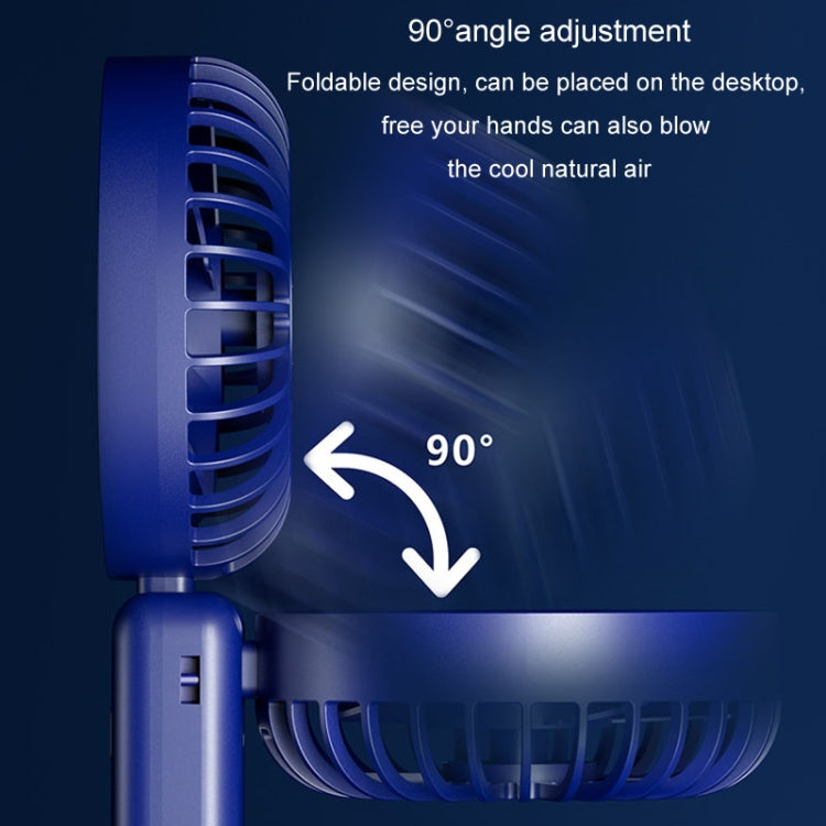 Portable Digital Display Hanging Neck Mute Small Fan USB Charging Handheld Foldable Fan(Blue)