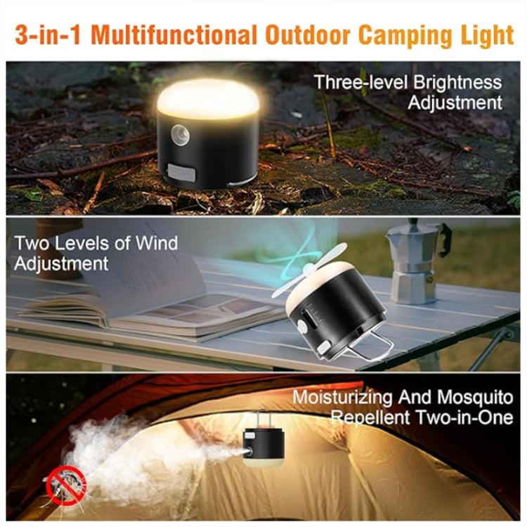 Outdoor Camping Tent Hanging Ambient Light Magnetic Spray Humidification Fan(Khaki) - Electric Fans by PMC TechLife | Online Shopping South Africa | PMC TechLife | Buy Now Pay Later Mobicred