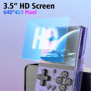 R35PLUS 3.5 Inch Handheld Game Console Built-in 64G 10,000+ Games(Transparent Black)