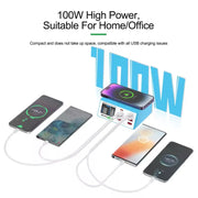 RELIFE RL-309AW  QC3.0 PD Fast Wireless Charger With LCD Display 8 Ports(US Plug)