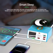 RELIFE RL-309AW  QC3.0 PD Fast Wireless Charger With LCD Display 8 Ports(EU Plug)