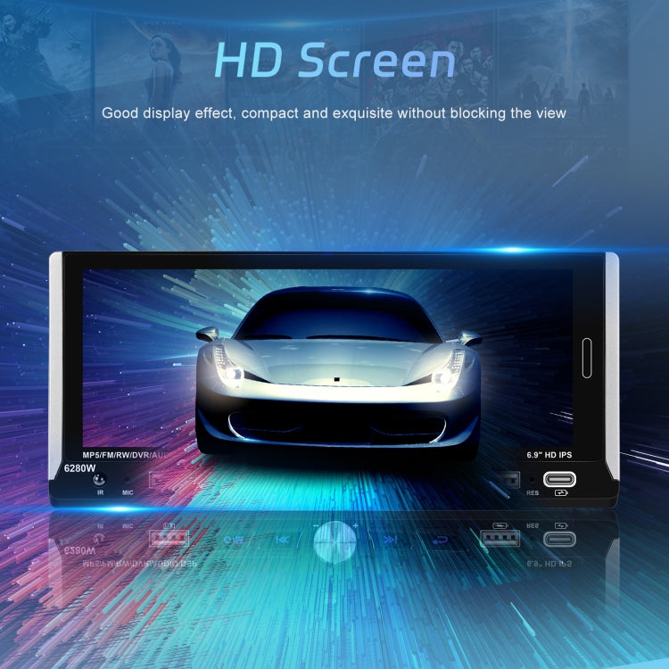 Single Spindle 6.9 inch MP5 With Knob Player Carplay Function Car MP4 Backup Camera, Specification: Standard+12 Light Camera - Car MP3 & MP4 & MP5 by PMC TechLife | Online Shopping South Africa | PMC TechLife | Buy Now Pay Later Mobicred