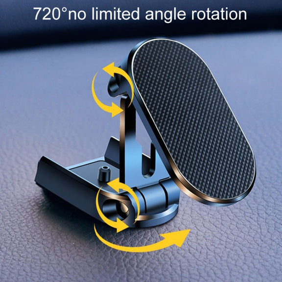 D11 Magnetic Folding Car Phone Holder Rotatable Dashboard Stick-On Navigation Stand(Black Frosted)