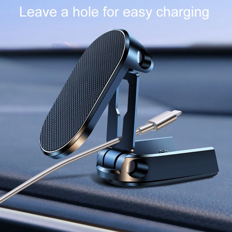 D11 Magnetic Folding Car Phone Holder Rotatable Dashboard Stick-On Navigation Stand(Black Frosted)