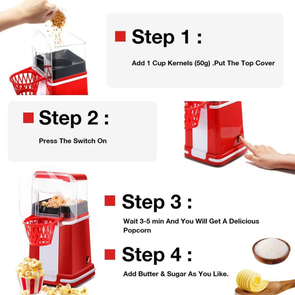 1200W Basket Popcorn Machine Electric Automatic Corn Popper 110V US Plug