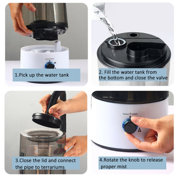 4L Reptile Humidifier Fogger Cool Mist Fog Mister with Tube for Tortoise Habita AU Plug