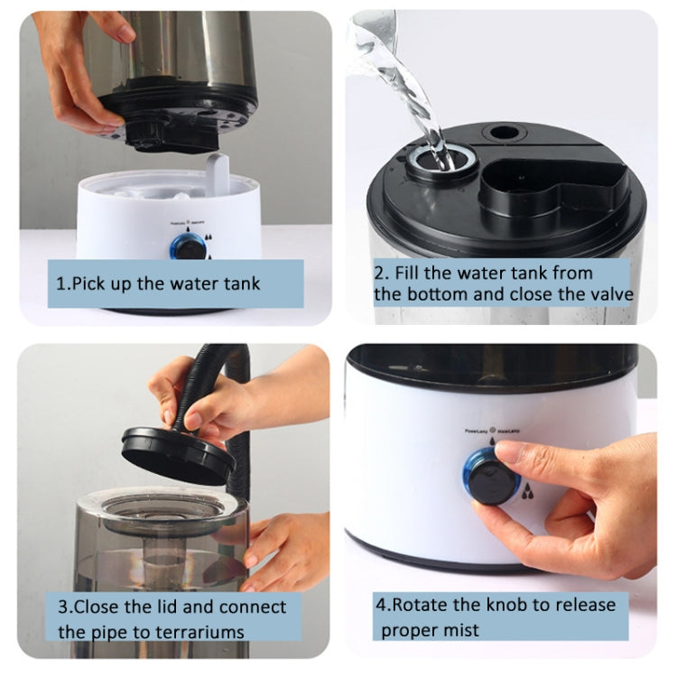 4L Reptile Humidifier Fogger Cool Mist Fog Mister with Tube for Tortoise Habita EU Plug