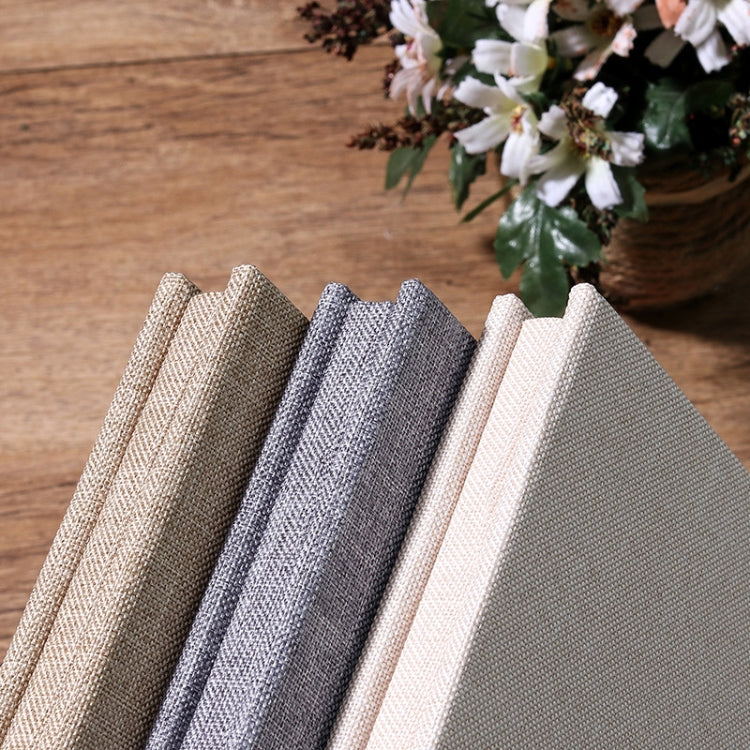 Simple Linen Self-adhesive Film Album Retro Family Large Capacity Handmade Creative Gifts(Gray White Page)