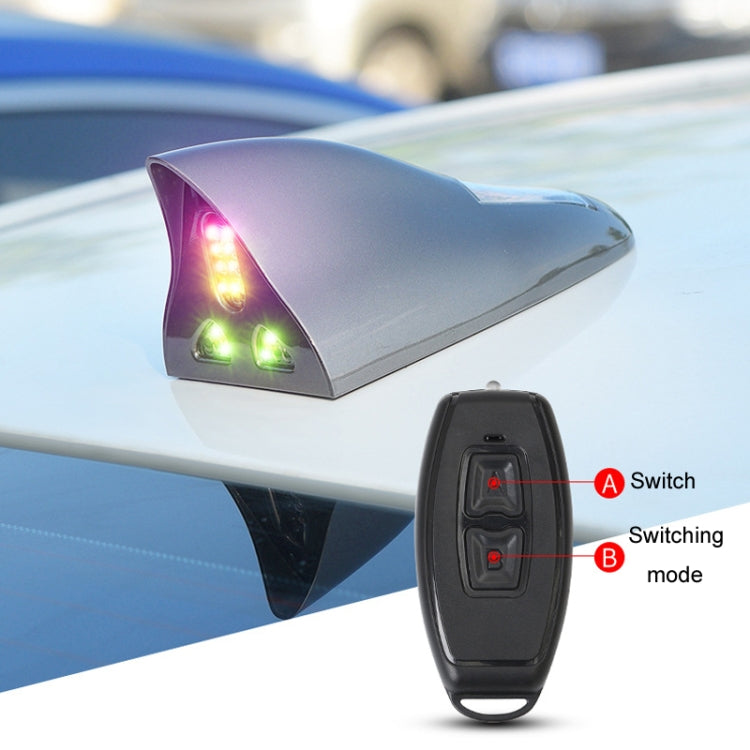 Solar Remote Control Signal Radio Shark Fin Antenna Anti-Tailgating Roof Warning Light(Black) - Warning Lights by PMC TechLife | Online Shopping South Africa | PMC TechLife | Buy Now Pay Later Mobicred