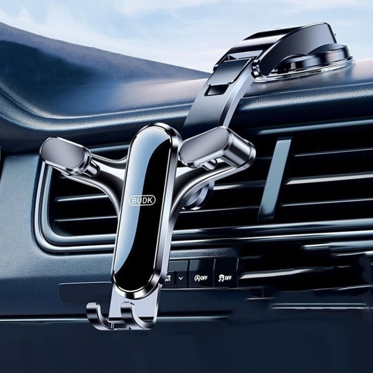 BUDK Triangle Gravity Sensor Car Phone Bracket Car Air Vent Navigation Holder, Model: Bent Suction Cup Base Model - Car Holders by BUDK | Online Shopping South Africa | PMC TechLife | Buy Now Pay Later Mobicred