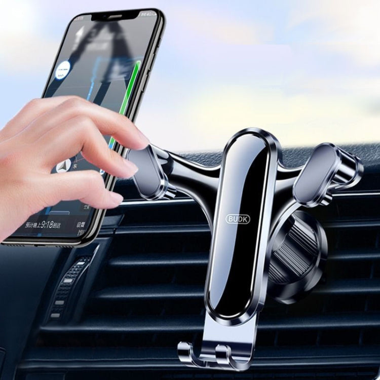 BUDK Triangle Gravity Sensor Car Phone Bracket Car Air Vent Navigation Holder, Model: Bent Suction Cup Base Model - Car Holders by BUDK | Online Shopping South Africa | PMC TechLife | Buy Now Pay Later Mobicred