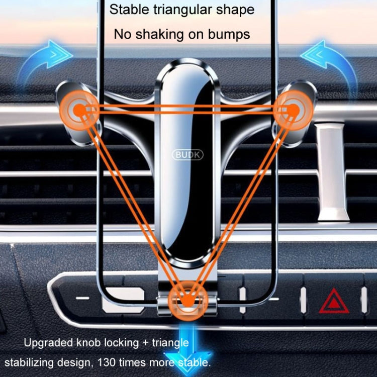 BUDK Triangle Gravity Sensor Car Phone Bracket Car Air Vent Navigation Holder, Model: Bent Suction Cup Base Model - Car Holders by BUDK | Online Shopping South Africa | PMC TechLife | Buy Now Pay Later Mobicred