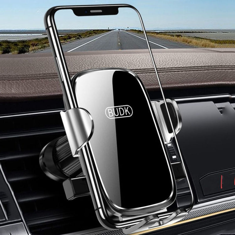 BUDK Anti-shake Car Phone Bracket Car Navigation Air Vent Fixed Gravity Support Stand(Black) - Universal Car Holders by BUDK | Online Shopping South Africa | PMC Jewellery | Buy Now Pay Later Mobicred