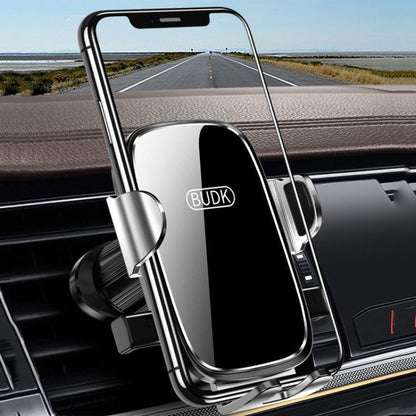 BUDK Anti-shake Car Phone Bracket Car Navigation Air Vent Fixed Gravity Support Stand(Black) - Universal Car Holders by BUDK | Online Shopping South Africa | PMC Jewellery | Buy Now Pay Later Mobicred