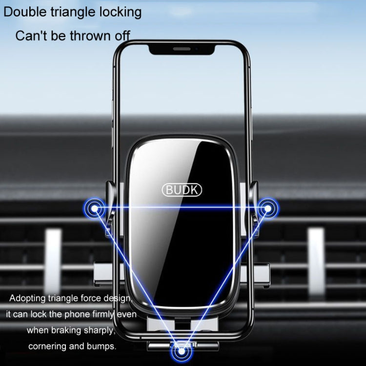 BUDK Anti-shake Car Phone Bracket Car Navigation Air Vent Fixed Gravity Support Stand(Black)