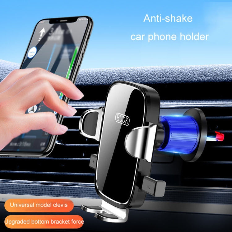 BUDK Anti-shake Car Phone Bracket Car Navigation Air Vent Fixed Gravity Support Stand(Black) - Universal Car Holders by BUDK | Online Shopping South Africa | PMC Jewellery | Buy Now Pay Later Mobicred