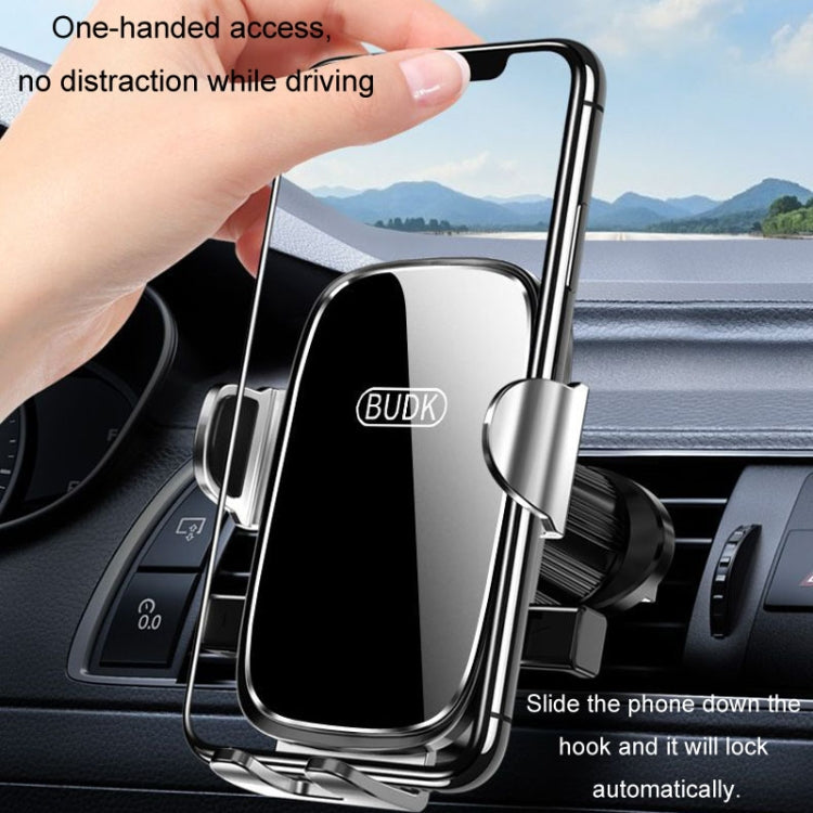 BUDK Anti-shake Car Phone Bracket Car Navigation Air Vent Fixed Gravity Support Stand(Black) - Universal Car Holders by BUDK | Online Shopping South Africa | PMC Jewellery | Buy Now Pay Later Mobicred
