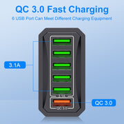 6-Ports Multifunctional Quick Charging USB Travel Charger Power Adapter, Model: White AU Plug