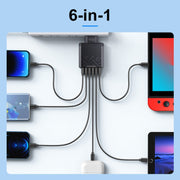 6-Ports Multifunctional Quick Charging USB Travel Charger Power Adapter, Model: Black UK Plug