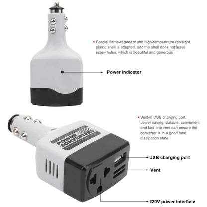 12V/24V To 220V Auto Car Power Converter Adapter With USB Charging Port - free shipping - PMC Jewellery - Order now!
