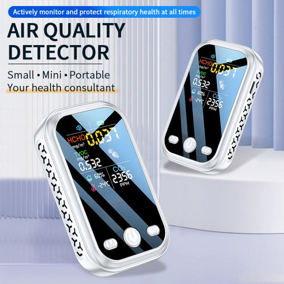 5 In 1  Air Quality Monitor TVOC HCHO CO2 Detector Temperature Humidity Tester(White)