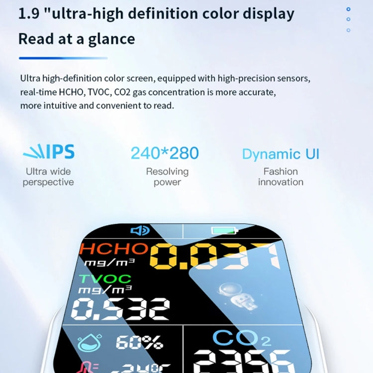 5 In 1  Air Quality Monitor TVOC HCHO CO2 Detector Temperature Humidity Tester(Black) - Air & Water Quality Tester by PMC TechLife | Online Shopping South Africa | PMC TechLife