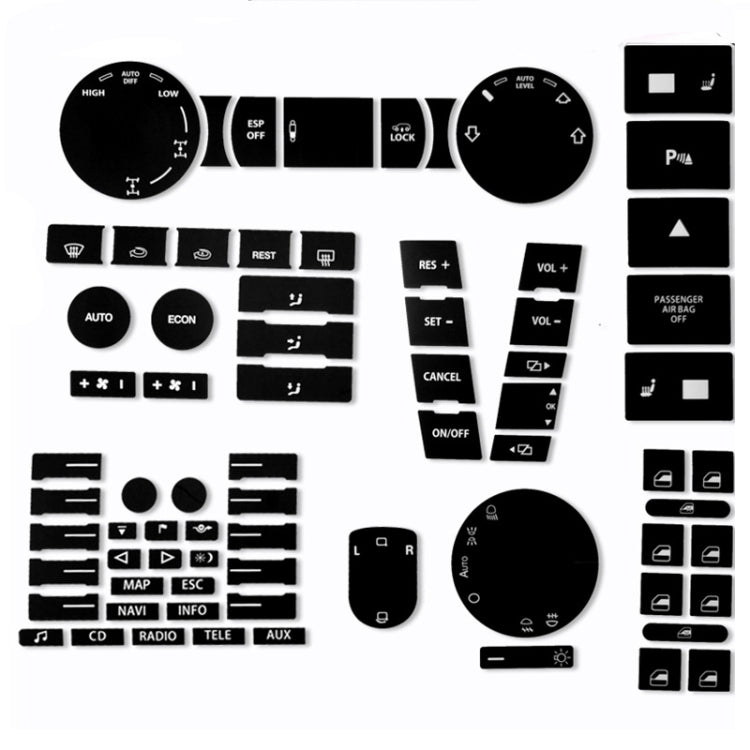 For 2005-2010 Volkswagen Touareg/Passat Steering Wheel Window AC Switch Button Repair Sticker(8pcs /Set) - Decorative Sticker by PMC TechLife | Online Shopping South Africa | PMC TechLife | Buy Now Pay Later Mobicred