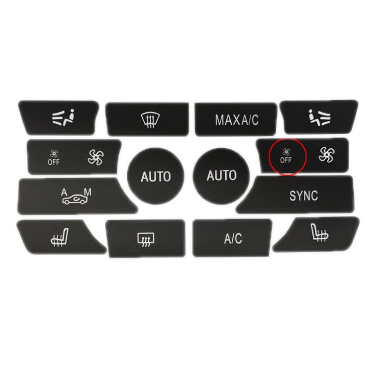 For BMW 5 Series/7 Series/X5/C6/F10/F01/F15 Air Conditioning Button Repair Sticker, Style: B 14pcs With OFF - Decorative Sticker by PMC TechLife | Online Shopping South Africa | PMC TechLife | Buy Now Pay Later Mobicred