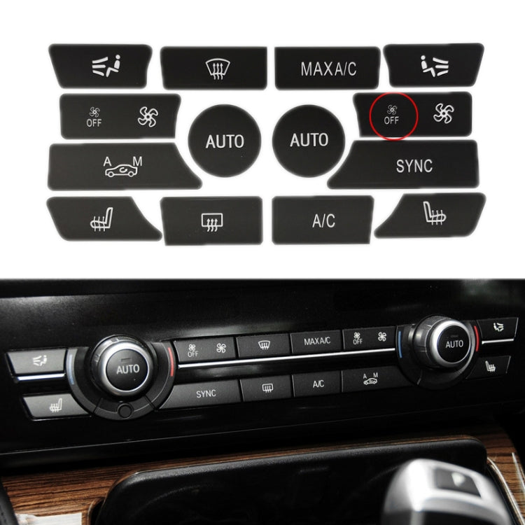 For BMW 5 Series/7 Series/X5/C6/F10/F01/F15 Air Conditioning Button Repair Sticker, Style: B 14pcs With OFF - Decorative Sticker by PMC TechLife | Online Shopping South Africa | PMC TechLife | Buy Now Pay Later Mobicred