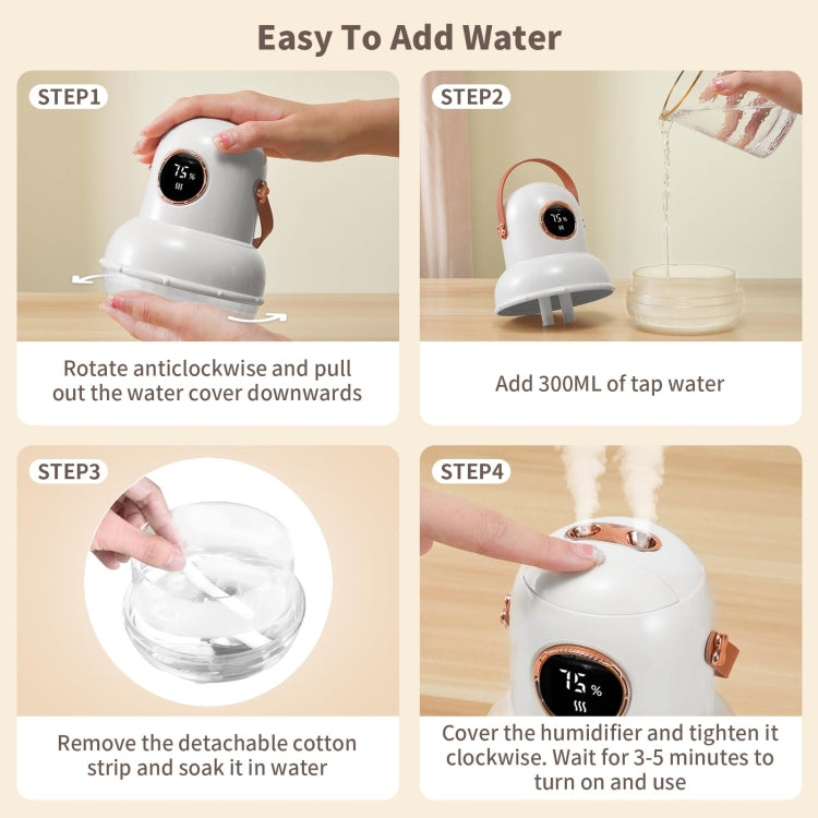 ICARER FAMILY IF-JS01 USB Charging Desktop Night Light Dual-spray Humidifier, Color: White (Digital)