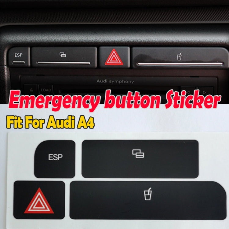 For Audi A4 Emergency/Double Flash Button Cup Holder Button Repair Sticker, Left-Hand Drive Only(Without Card Box)