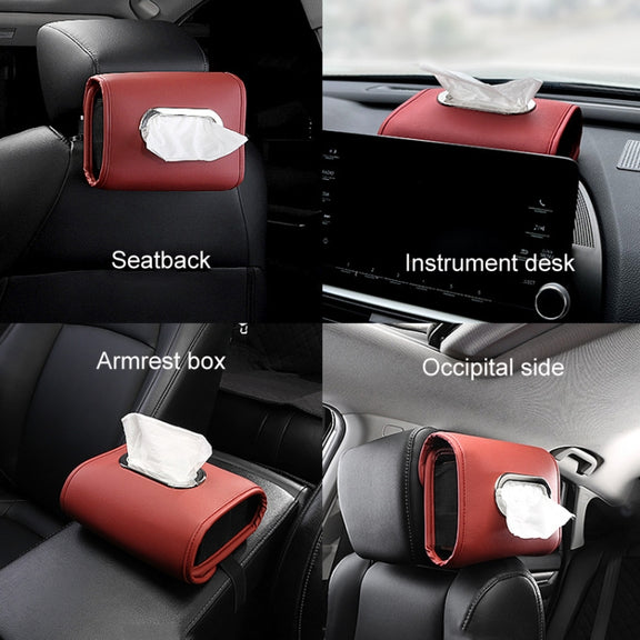Auto Armrest Tissue Box Car Seat Back Hanging Napkin Pack Cover(Black)