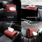 Auto Armrest Tissue Box Car Seat Back Hanging Napkin Pack Cover(Wine Red)