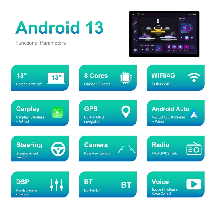 13.1 inch 4+64G Android Large Screen Navigator With Universal Map APK / Carplay / Reverse Car Image(Standard) - free shipping - PMC Jewellery - Order now!
