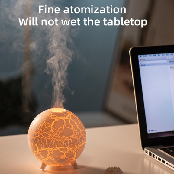 D612 USB Plug-in Colorful Gradient Atmosphere Light Flame Crack Aromatherapy Humidifier(White)