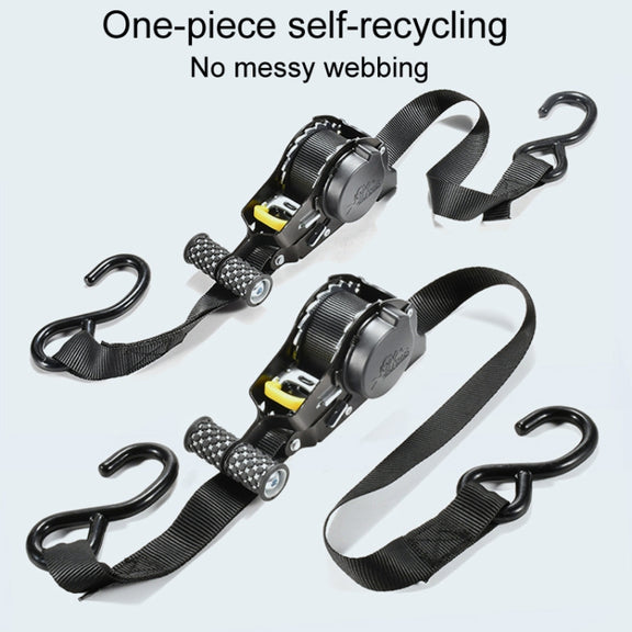 Auto Retract Tensioner Automobile And Motorcycle Cargo Fixing Straps(Black)