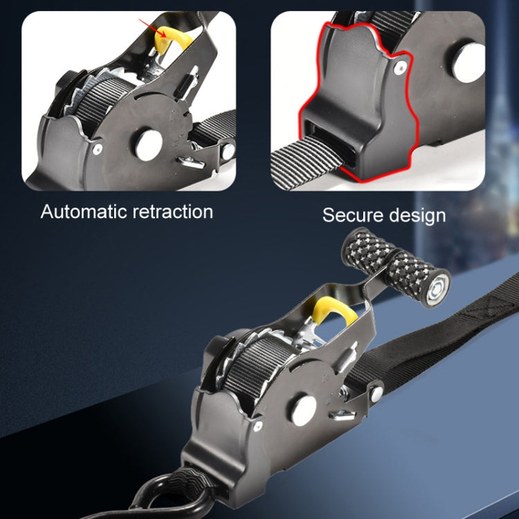 Auto Retract Tensioner Automobile And Motorcycle Cargo Fixing Straps(Black) - Towing Bars by PMC TechLife | Online Shopping South Africa | PMC TechLife | Buy Now Pay Later Mobicred