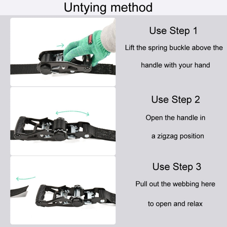 Motorcycle Ratchet Tensioner Cargo Bundling And Luggage Fixing Straps, Length: 5m