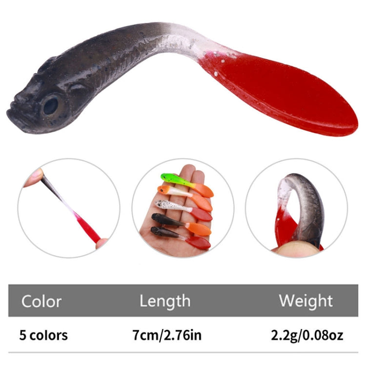 7cm 5pcs /Pack HENGJIA SO177 Dual Color Imitation Fishing Lure Freshwater Soft Dummy Bait(Color 5)