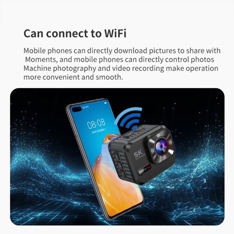 VIRAN V8 5K Ultra-Clear Outdoor Diving Anti-Shake Sports Camera Cycling Helmet Driving Recorder(Black) - free shipping - PMC Jewellery - Order now!