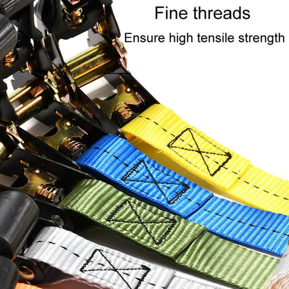 Motorcycle Ratchet Tensioner Cargo Bundling And Luggage Fixing Straps, Specification: Fluorescent Green 3m