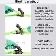 Motorcycle Ratchet Tensioner Cargo Bundling And Luggage Fixing Straps, Specification: Fluorescent Green 3m