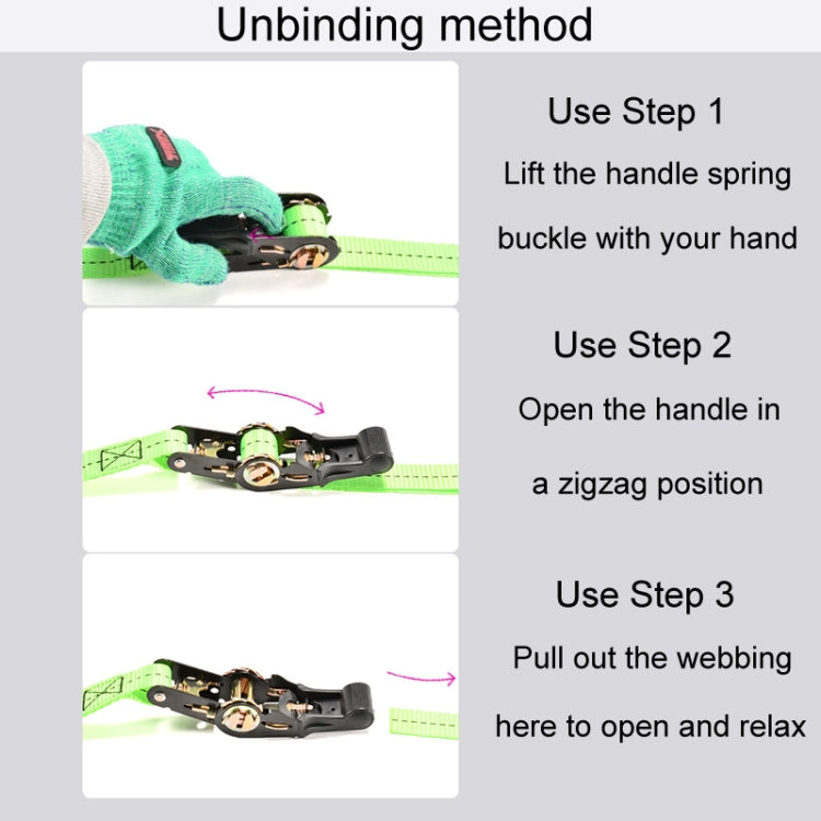 Motorcycle Ratchet Tensioner Cargo Bundling And Luggage Fixing Straps, Specification: Fluorescent Green 1.5m - Towing Bars by PMC TechLife | Online Shopping South Africa | PMC TechLife | Buy Now Pay Later Mobicred