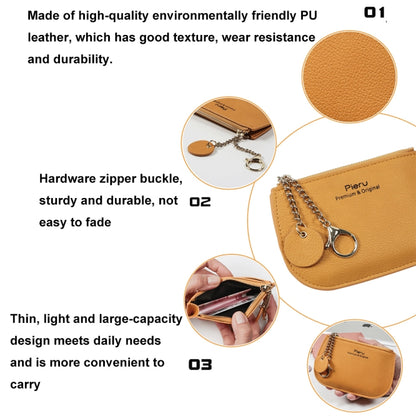 Leisure Ultra-thin Ladies Coin Purse Zippered Mini Wallet(Yellow) - Card & Passport Bags by Pieru | Online Shopping South Africa | PMC Jewellery | Buy Now Pay Later Mobicred