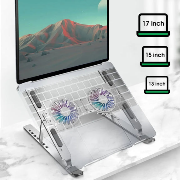C9 Pro RGB Ambient Light Foldable Fan Cooling Laptop Aluminum Alloy Heightening Stand, Color: Silver