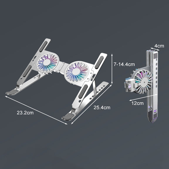 C9 Pro RGB Ambient Light Foldable Fan Cooling Laptop Aluminum Alloy Heightening Stand, Color: Silver