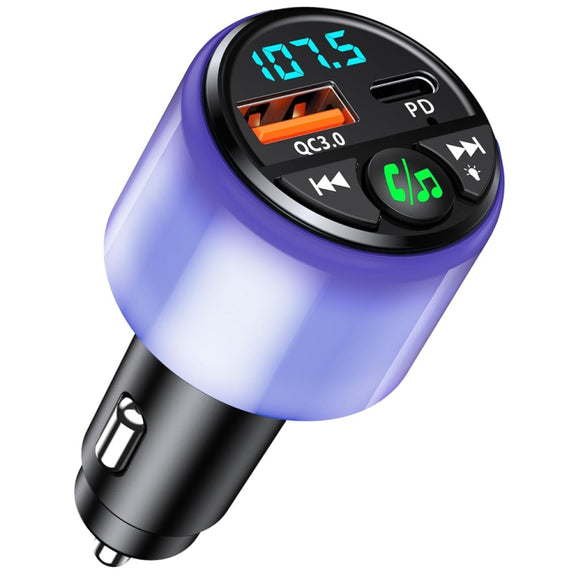 48W PD Fast Charging Car Bluetooth MP3 Player Ambient Light(Black)