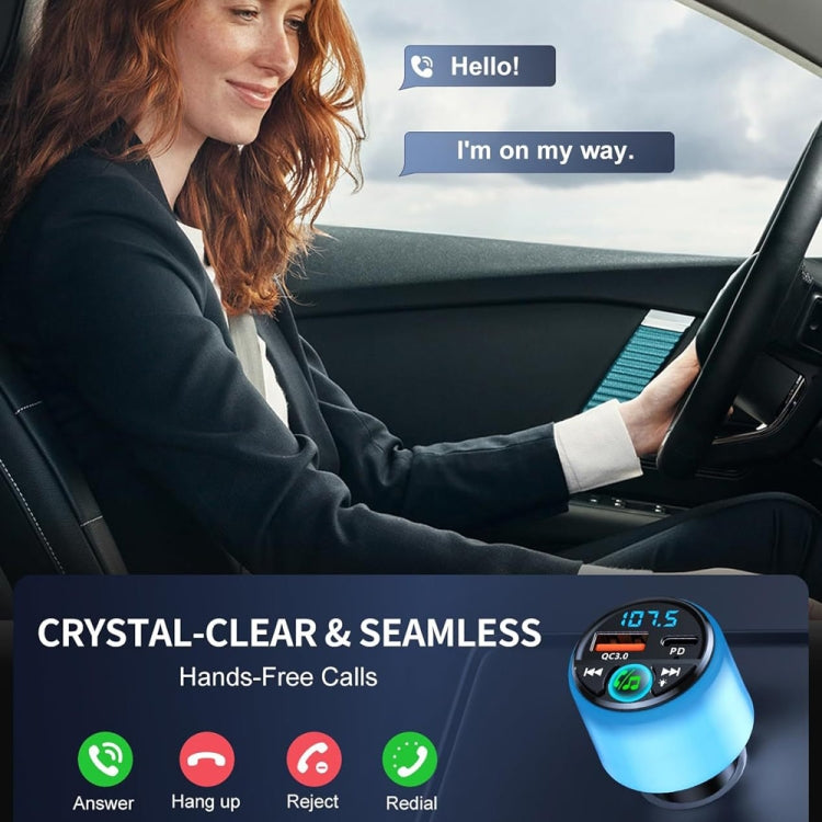 48W PD Fast Charging Car Bluetooth MP3 Player Ambient Light(Black)