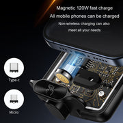 Car Magsafe Wireless Charger Transparent Induction 120W Fast Charging Universal Mobile Phone Bracket(Black)
