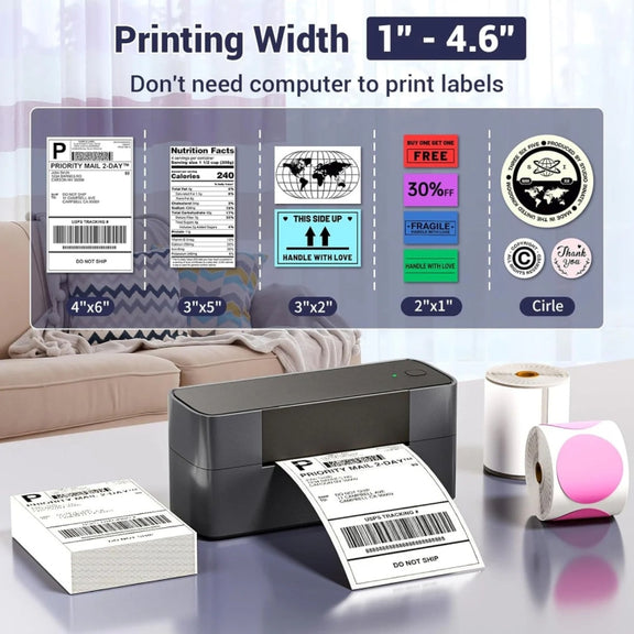 Phomemo PM245-BT Bluetooth Shipping Label Printer Support Labels Width  1- 4.6 Inch(US Plug)